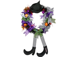 Guirnalda De Halloween Para Puerta Principal Con Sombrero Y Piernas De Bruja Calabaza Decoración De Otoño
