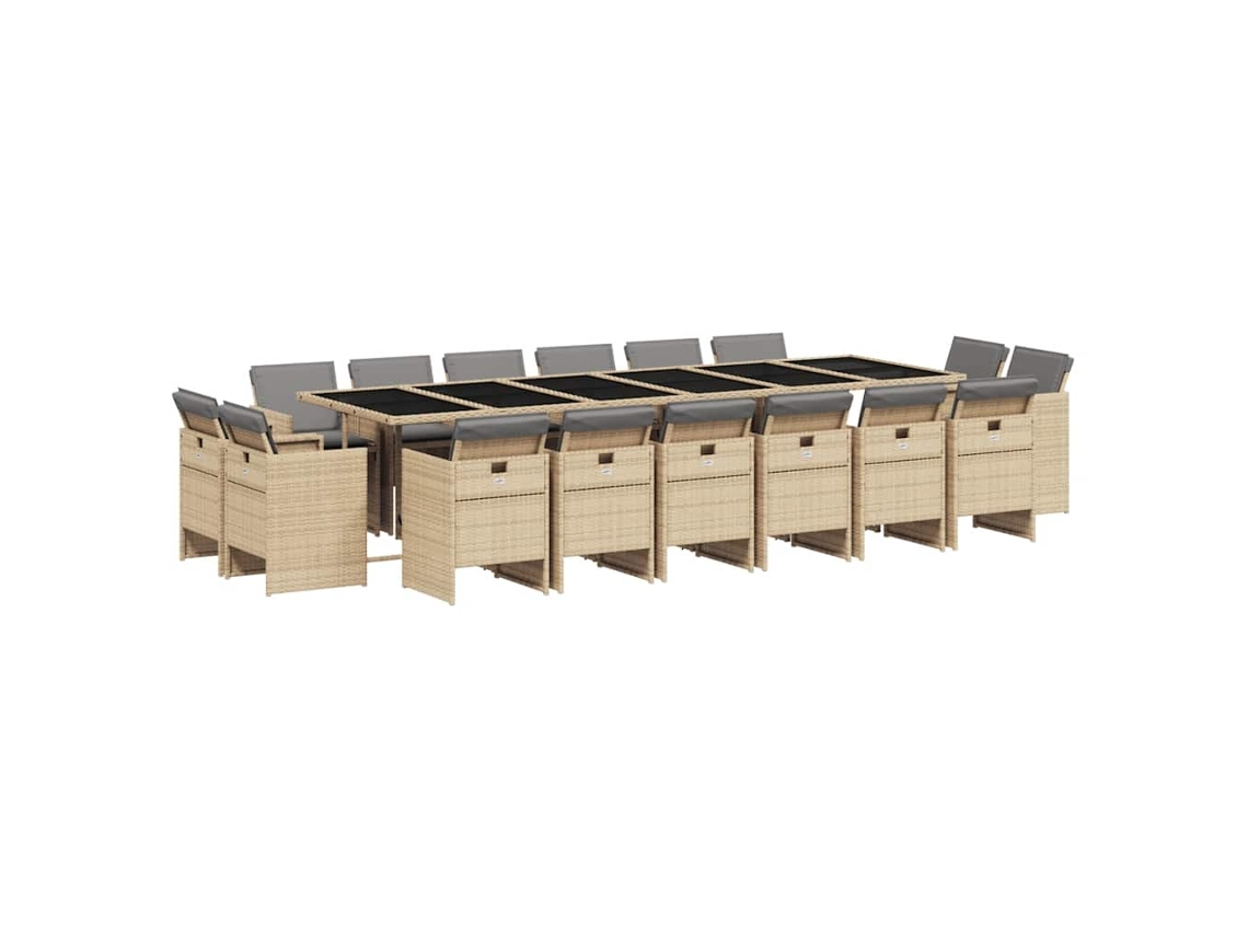 Maison Exclusive - Set Comedor De Jardín 17 Pzas Con Cojines Ratán Sintético Beige
