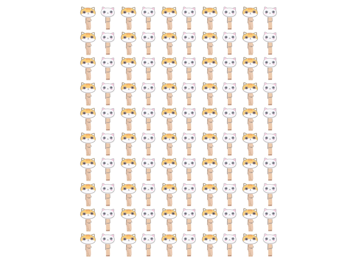 100pcs Prendedores de Roupa de Gato de Carvalho Cartoon Multifuncional para Lavanderia e Decoração