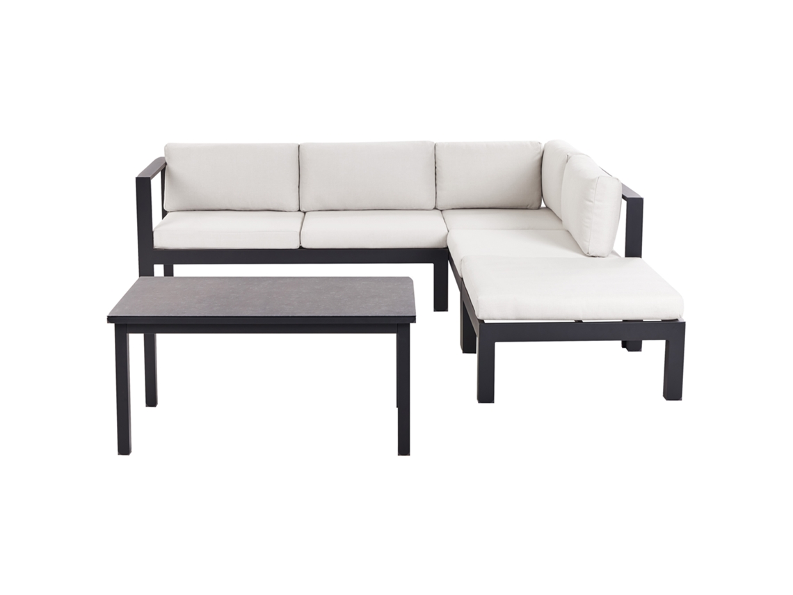 Conjunto de Jardín Esquinero con Mesa de Centro Aluminio Blanco 224X224X66 BELIANI Messina