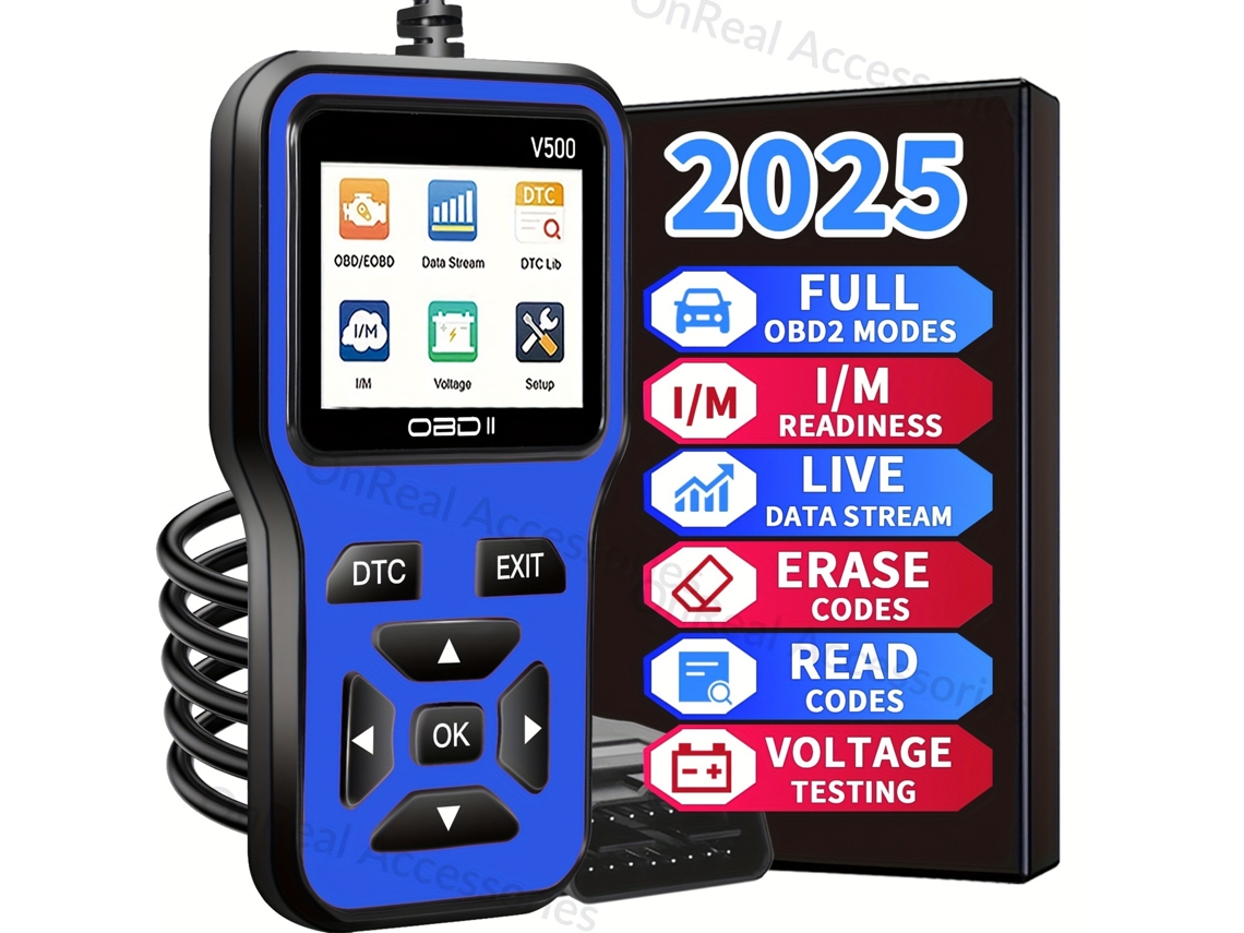 Escáner OBD2 con datos en tiempo real HEXINYIGJLY, lector de códigos de diagnóstico de fallas (DTC), compatible con I/M, prueba de sensor de O2 y evaporador (azul)