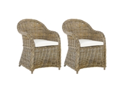 Conjunto de 2 sillas BELIANI Susua de Ratán Natural 54x67x87