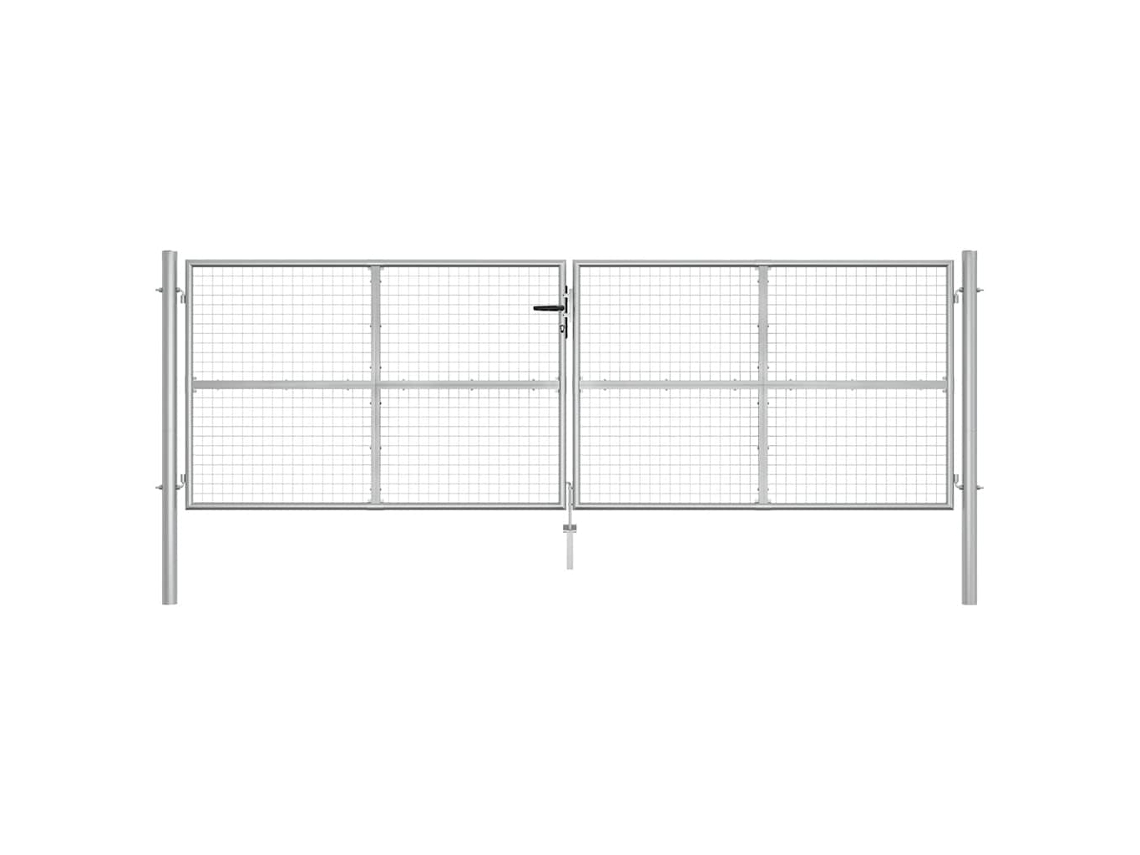 Maison Exclusive - Puerta De Jardín De Acero Galvanizado 400 X 125 Cm Color Plata