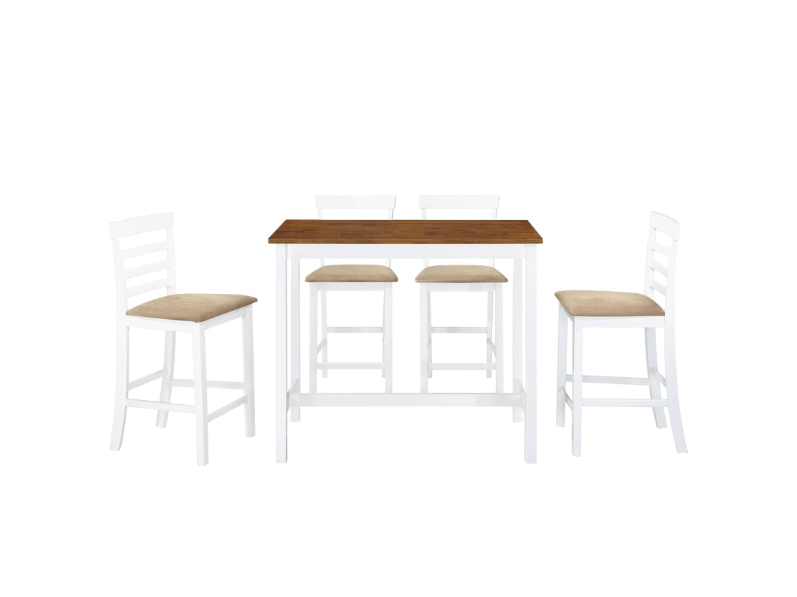 Maison Exclusive - Set Mesa Y Sillas De Bar 5 Piezas Madera Maciza Marrón Y Blanco