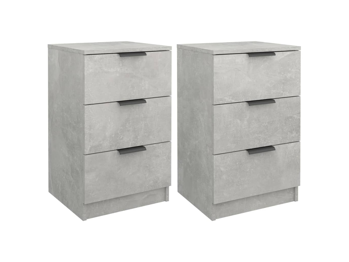 Mesitas de noche de dos piezas, 40x36x65 cm, Gris Cemento, MAISON EXCLUSIVE