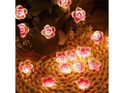 Grinalda Luz 4m 40led Forma Flor Cerejeira Rosa, Usb Natal, Controle 8 Função Piscante, Quarto Menina, Interior, Exterior, Casamento, São Valentim