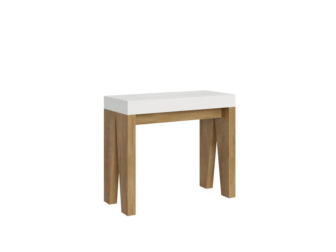 Consolas Naxy Mix Small Extensible hasta 196 cm ITAMOBY (90 x 40 x 77 cm - Paneles de Melamina - Fresno Blanco-Roble Natural)