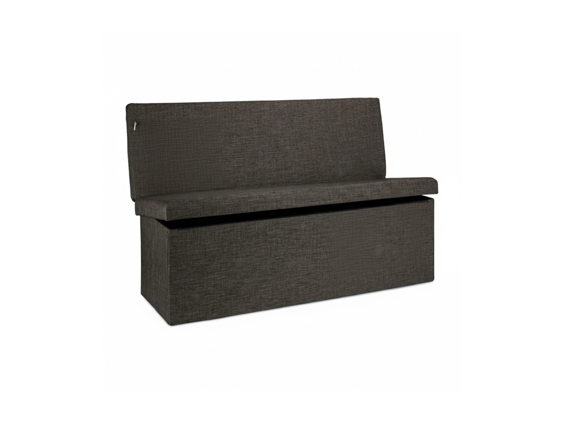 Relaxdays Puff Dobrável Xl Hbt 73 X 114 X 38 Cm, Cubo De Assento Estável, Banco E Caixa De Arrumação Em Linho, Castanho