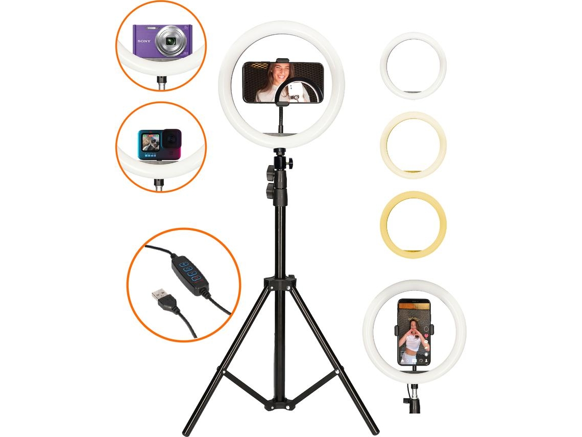 Anillo LED con Trípode Suelo Smartphone KSIX Kit Stuido Live Max
