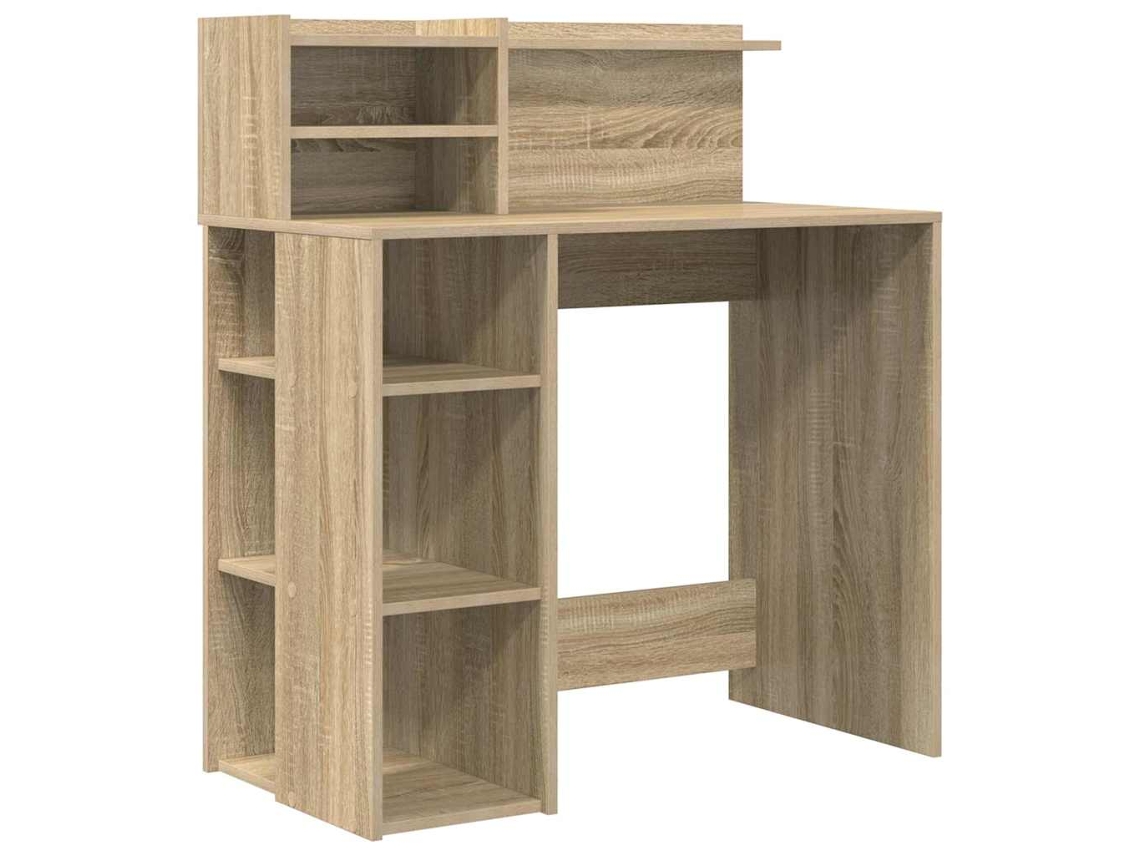 Escritorio | Mesa auxiliar, roble Sonoma, 90 x 48 x 101,5 cm, madera procesada.