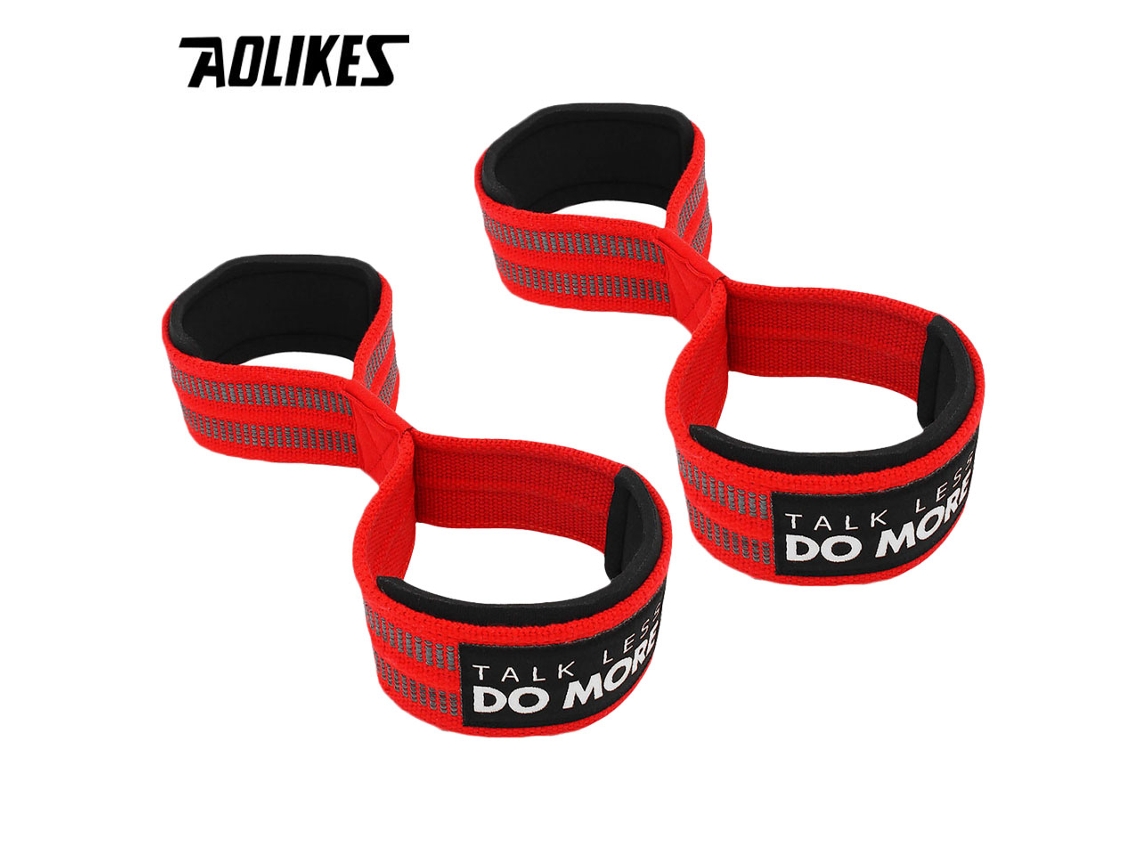Par de cinturones de asistencia para levantamiento de pesas en forma de ocho, ideales para levantamiento de pesas, levantamiento de potencia y ejercicios Mdug (rojo)