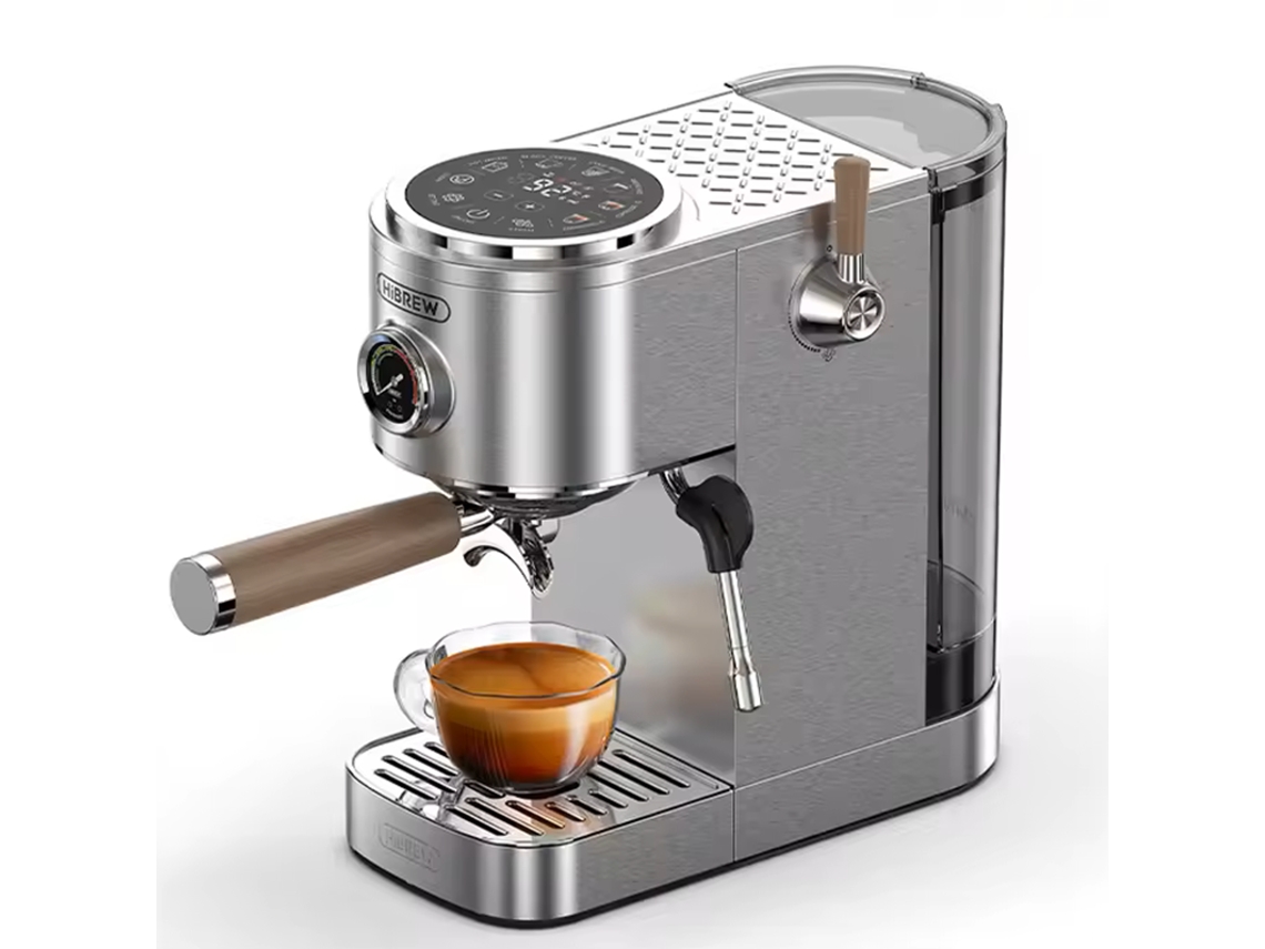 Cafetera Espresso Hibrew H13, programable, temperatura y volumen de taza regulables, limpiador a vapor para espumador de leche.