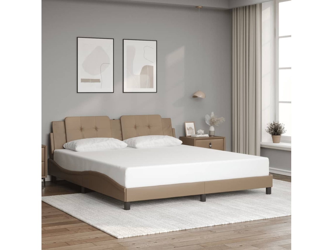 Estructura Cama Sin Colchón Cuero Sintético Capuchino 180x200cm