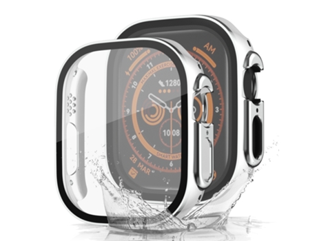 Capa + Película Protetora de Tela para Apple Watch 9/8/7 45mm Plata