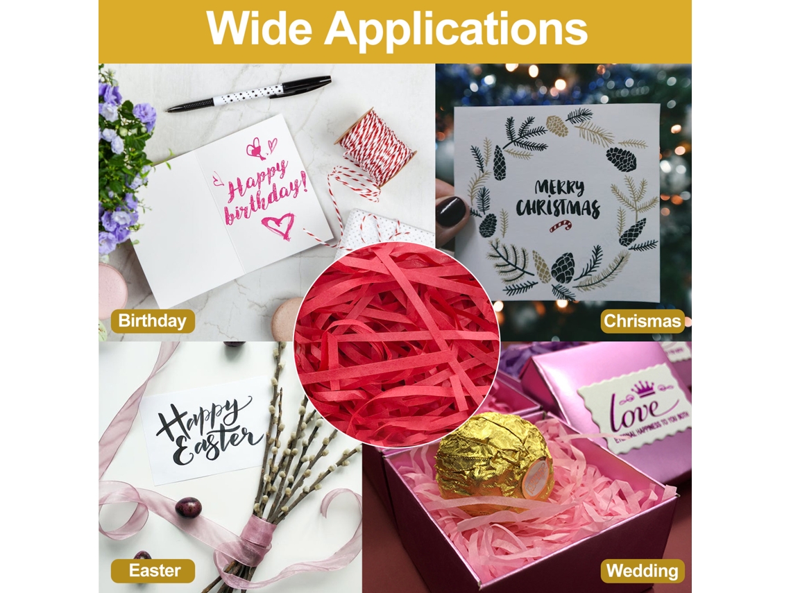 KOFIHETY Hierba triturada en hebras, relleno para cajas de regalo con gran capacidad de absorción de impactos, material PP suave al tacto, ideal para envolver 