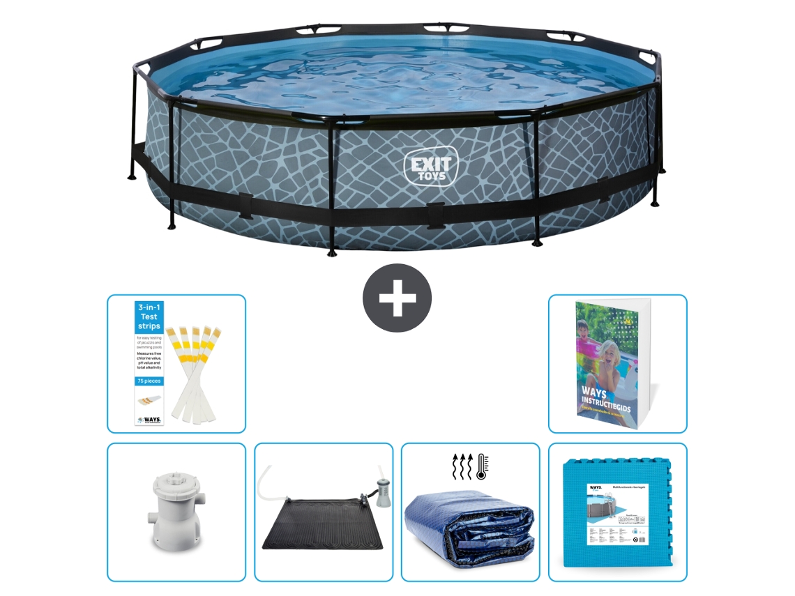 Exit-toys Piscina Exit Redonda - Efeito Pedra - 360x76 Cm - 7-peças S340