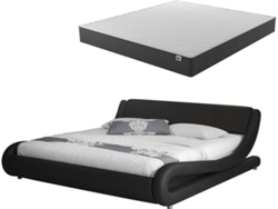 Cama con Colchón Texas BEAUTIFUL MUEBLES Alessia (Compatible con Colchón: 160x200 cm - Polipiel - Negro)