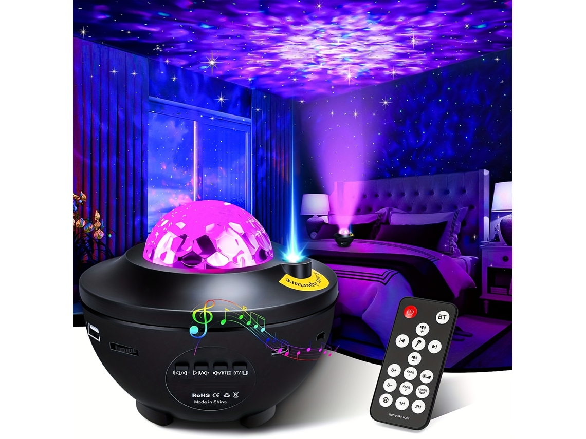 Lámpara proyector Galaxy Star con altavoz Bluetooth, color negro