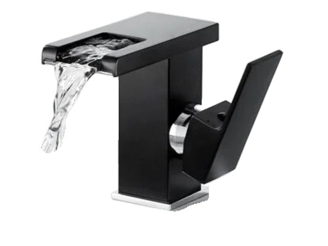 Grifo de baño LED blanco, núcleo de válvula de cerámica, marco de latón, color negro