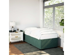 Estructura De Cama Sin Colchón Terciopelo Verde Oscuro 90x190cm