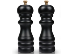 Juego De Molinillos De Sal Y Pimienta De Madera (negro)