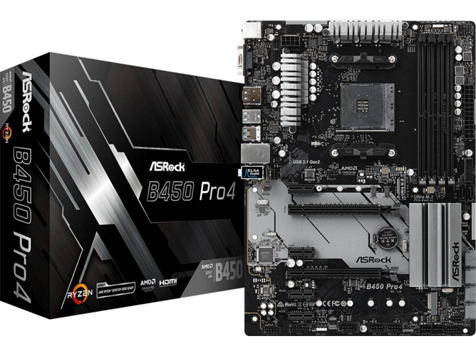 Placa Base ASROCK B450 Pro4 (Socket AM4 - AMD B450 - ATX)