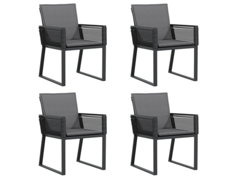 Conjunto 4 Silla De Jardín VIDAXL Negro Poli Ratán