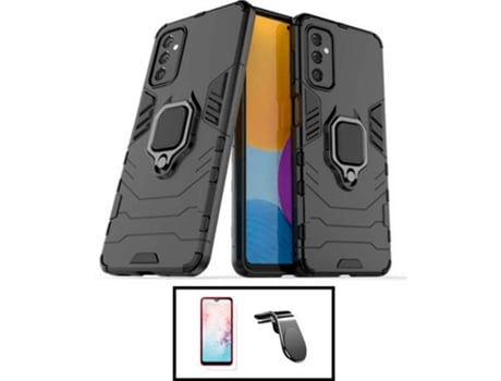 Kit Carcasa Militar Magnética + Protector de Pantalla + Soporte Samsung Galaxy M32 5G G4M Negro