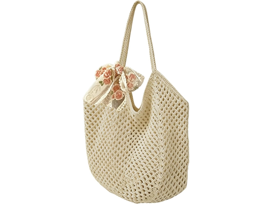 Bolso De Playa Ganchillo, Estilo Boho Con