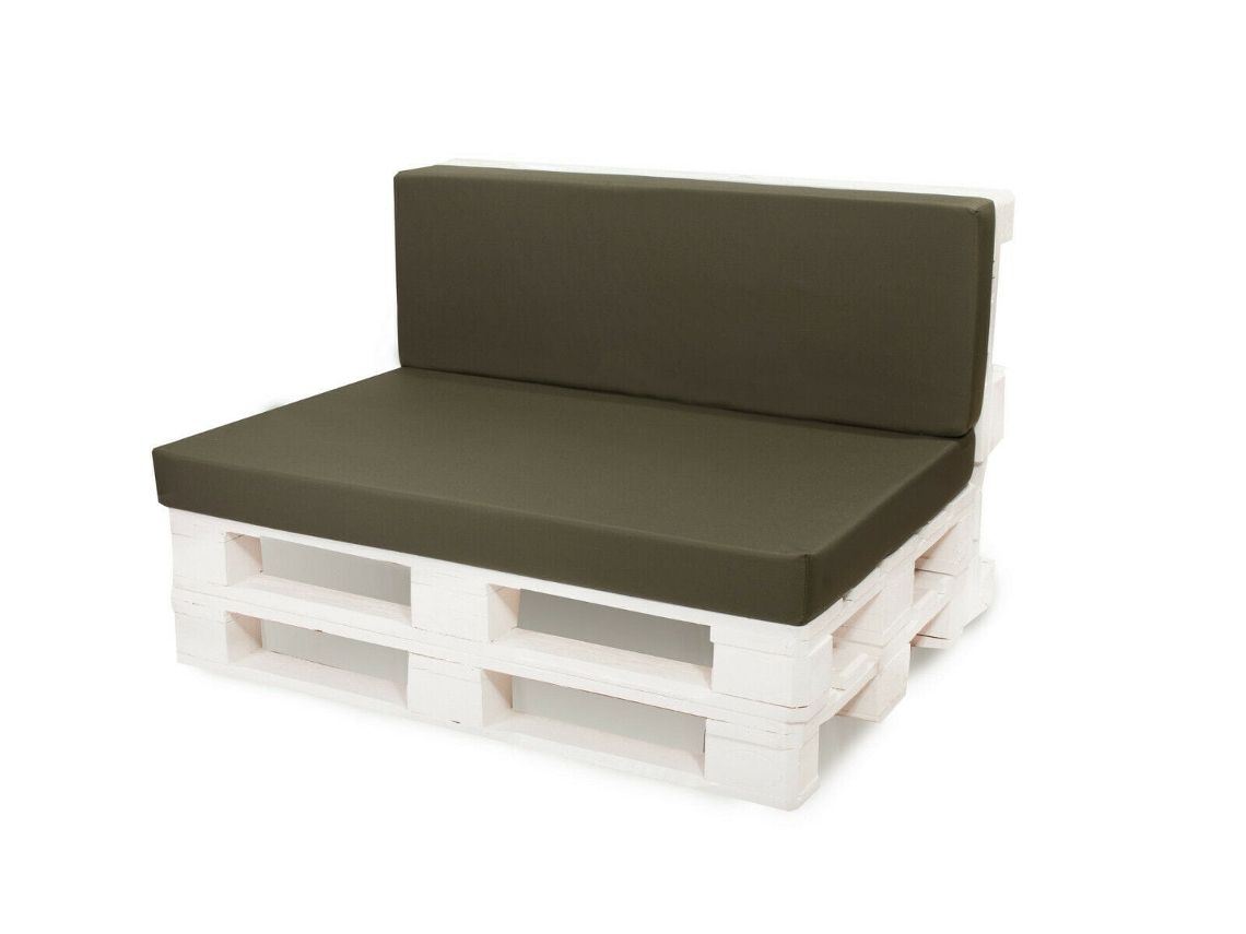 Juego de cojines para palets, Juego de cojines para jardín 120 x 80 Asiento y Respaldo 120 x 50 cm Verde/ Cojín para palets interior- exterior