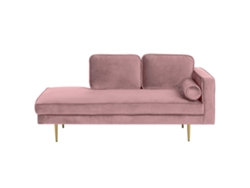 Chaise longue derecho BELIANI Miramas de Terciopelo Rosa 171x79x63