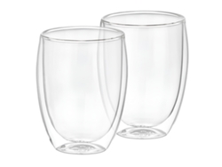 Juego de 2 vasos CHEFFINGER de 350 ml de doble pared en vidrio de borosilicato transparente