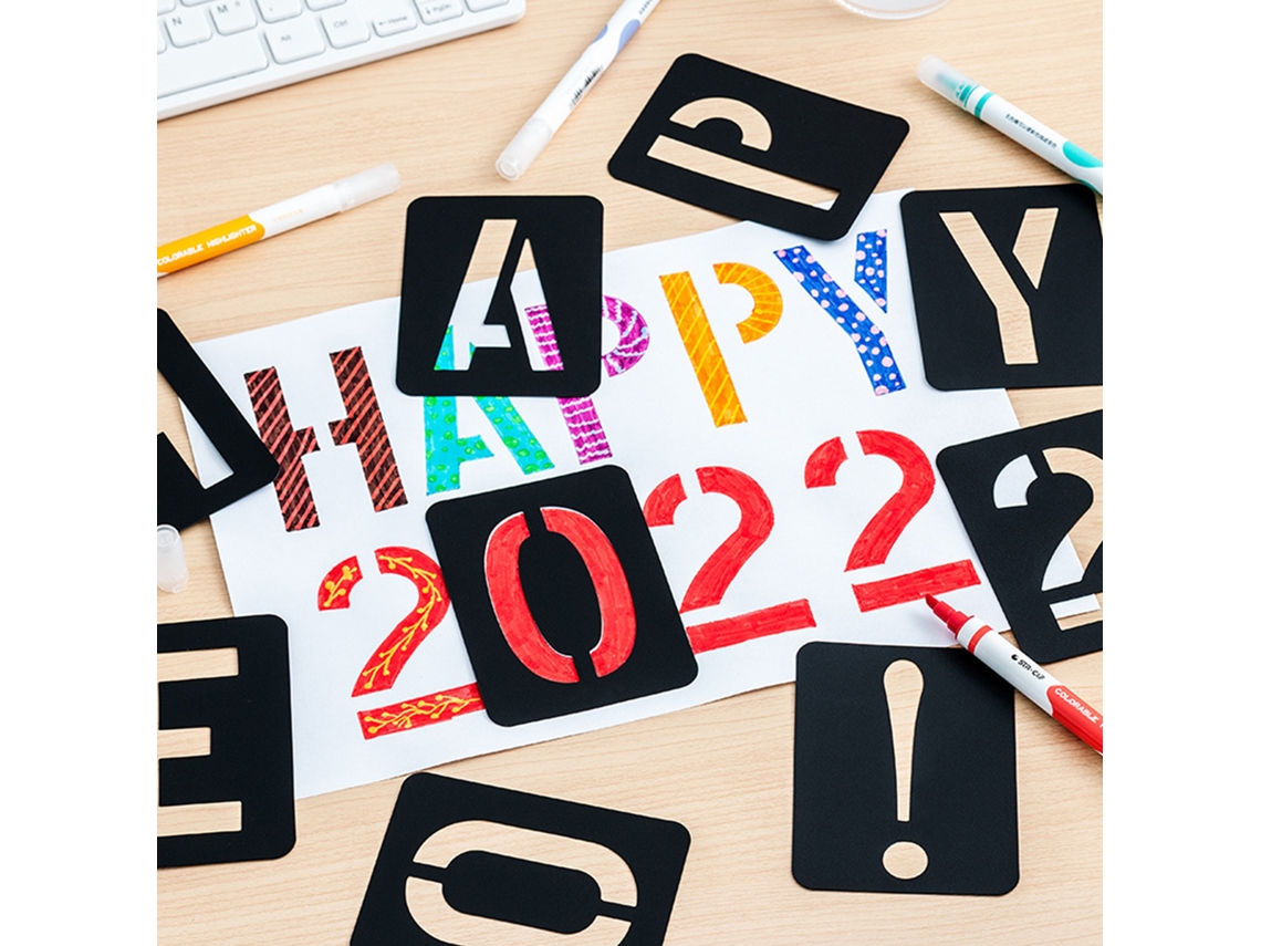 Plantillas De Letras E Números 42pcs Reutilizáveis Para Manuais E Pintura