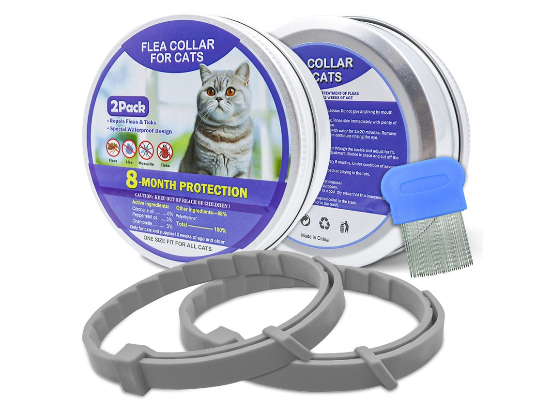 Colar Antiparasita Inovarea Para Gatos (4 Unidades), Proteção Eficaz Contra Pulgas E Garrapatas Por Até 8 Meses.