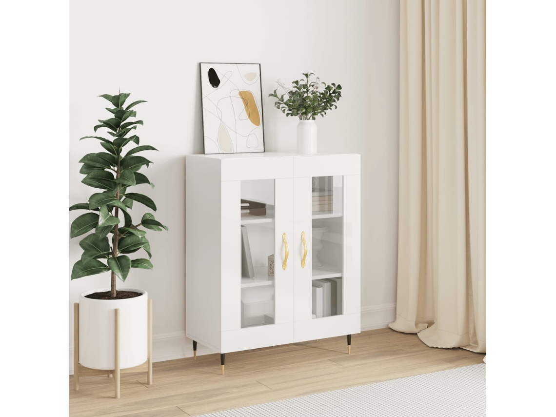 Aparador De Madera Contrachapada Blanco Brillante 69,5x34x90 Cm