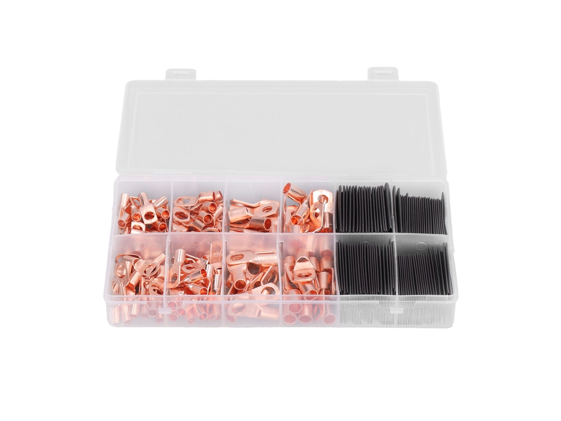 Kit De 260 Terminales De Anillo De Cobre Awg 4-12 Con Intercambiador De Calor Retráctil Para Proyectos De Bricolaje.