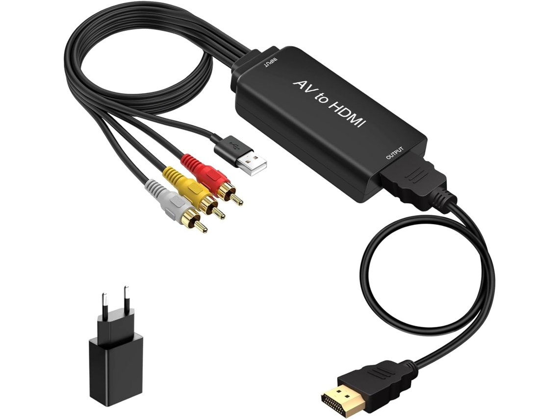 Convertidor compuesto CVBS AV a HDMI Cable AV y HDMI 1080p incluido Compatible con PS2, Wii, GC, STB, VHS/VCR, DVD, Proyector, Cámara, Computadora portátil Yuysan