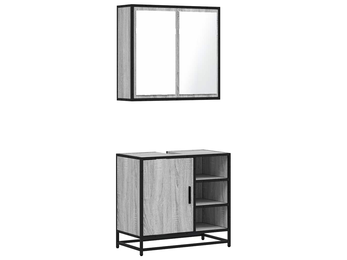 Conjunto de 2 muebles de baño de madera, gris Sonoma, EXCLUSIVO DE MAISON