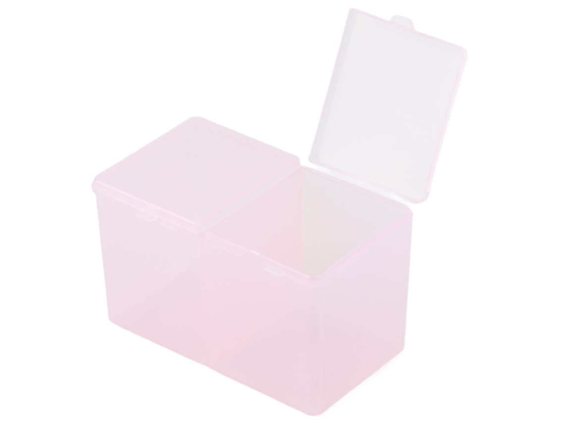 Caja organizadora transparente Rebe para toallas de algodón con 2 compartimentos, ideal para el hogar, la oficina y la escuela - Rosa