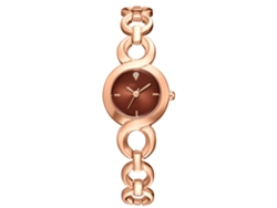 Reloj De Pulsera Redondo De Cuarzo Para Mujer, De Aleación, Estilo Moderno E Informal, Con Brazalete De Oro Rosa Y Plata.