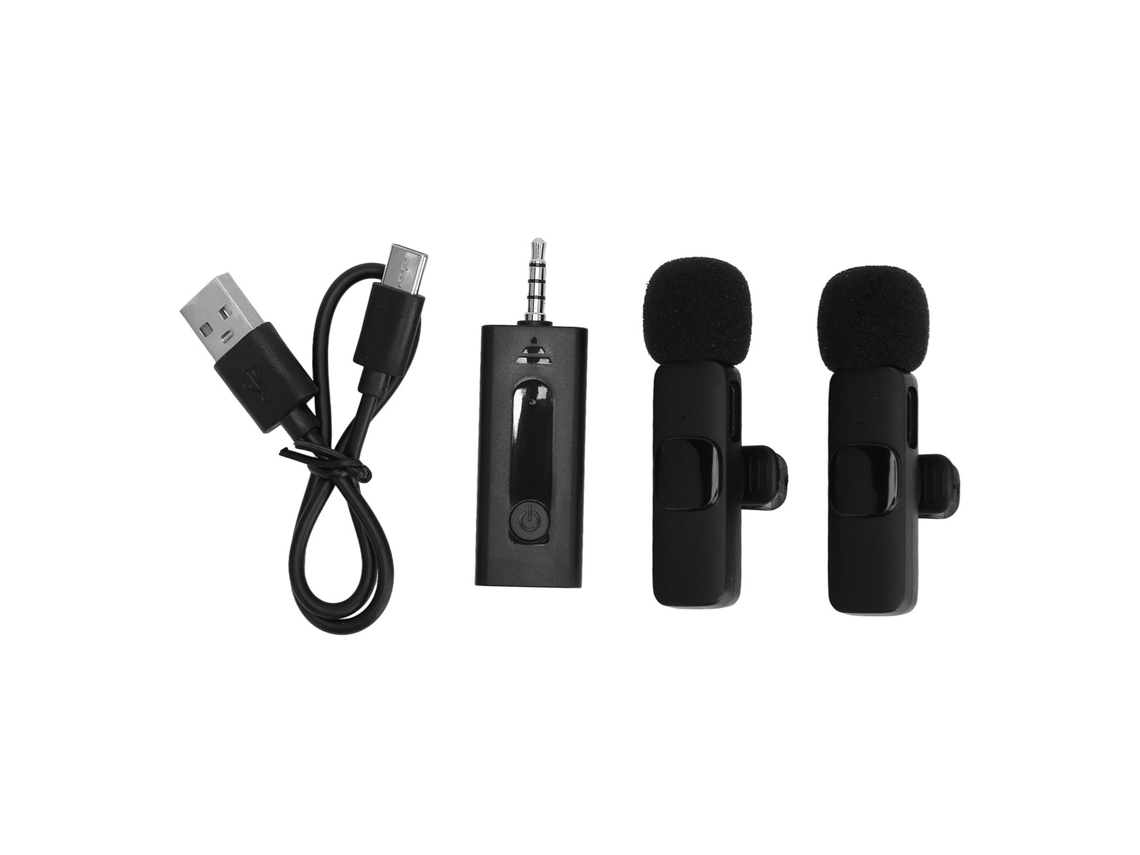 Micrófono De Solapa Inalámbrico 1 A 2 Con Reducción Automática De Ruido, Clip Para Transmisión En Vivo, 3,5 Mm