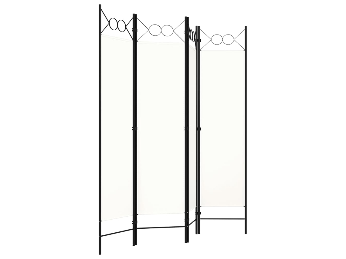 Separador de ambientes con 4 paneles, 160x180 cm, blanco.