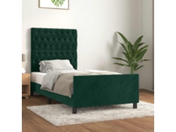 Cama Individual | Estructura Cama Sin Colchón Terciopelo Verde Oscuro 100x200 Cm