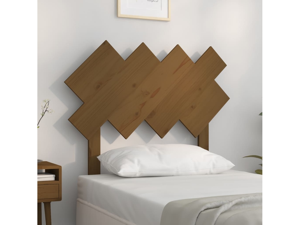 Cabecero De Cama Madera Maciza De Pino Marrón Miel 92x3x81 Cm