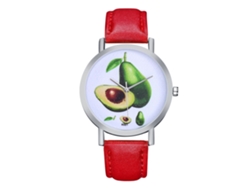 Elegante Reloj De Mujer De Piel Roja Con Movimiento De Cuarzo Analógico.