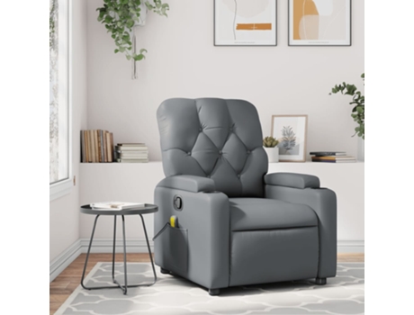 Sillón de masaje reclinable cuero sintético gris 74 x 86,5 x 93,5 cm MAISON EXCLUSIVE