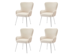 Conjunto de 4 sillas de terciopelo con reposabrazos y patas de metal plateado Beige Mobrio