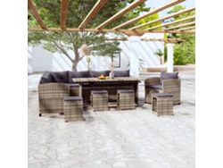 Conjunto de jardín de 7 piezas con cojines, ratán gris, DKD Home Decor