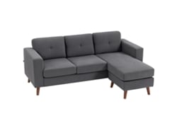 Sofá Chaise Longue Reversível Veludo Cotelê Cinza Escuro