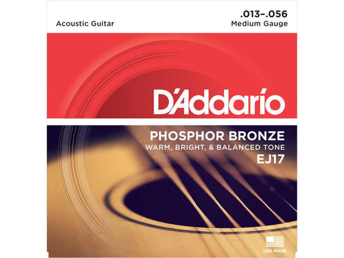 Cuerdas de Guitarra Acústica DADDARIO Ej17 (Calibre: .013-.056 - Bronce Fosforado)